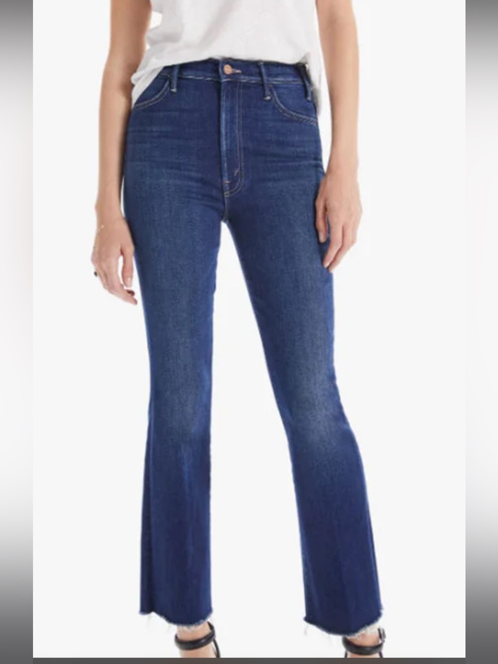 MOTHER Dark Blue High-Rise Flare Jeans